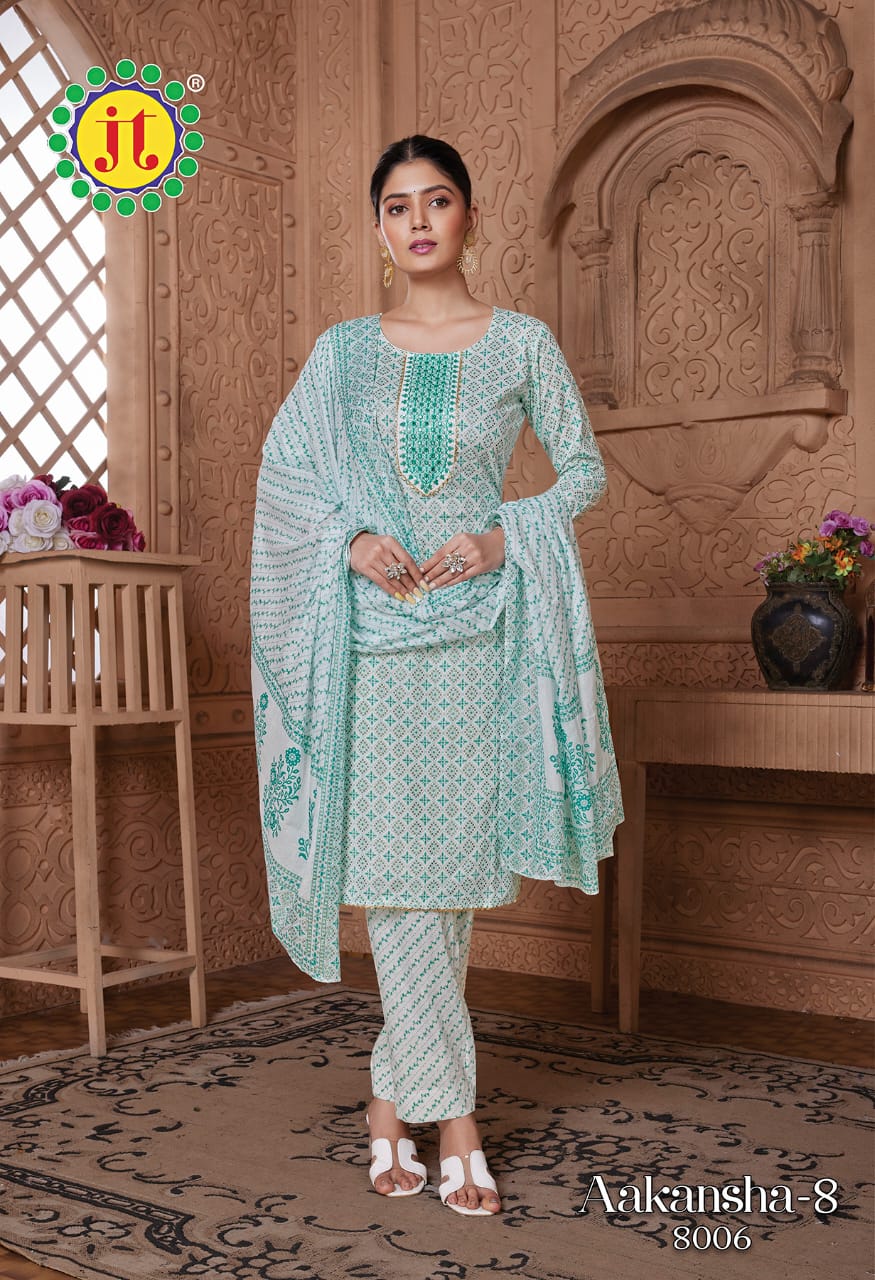 Jt Aakansha 8 Designer Cotton Dress Material Catalog
